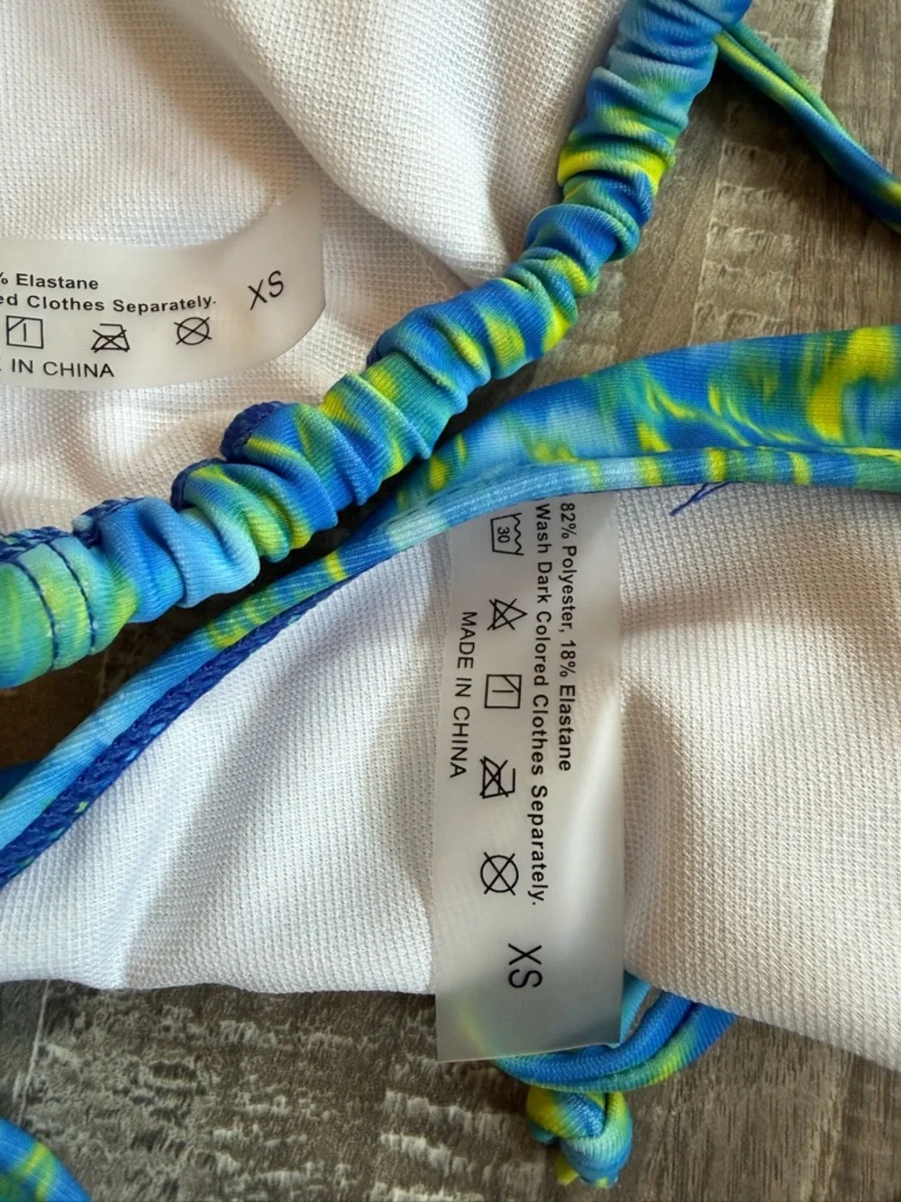 SHEIN Blue & Yellow Tie-Side Triangle Bikini